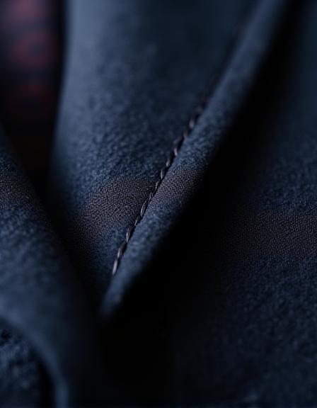 Close up of a hand-stitched suit lapel